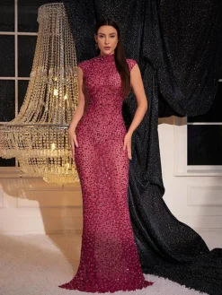 Dresses|Maxi Dresses*W Jia Protea Back Cutout Rhinestone Mesh Dress