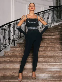 Jumpsuits & Romper*Mew Mews Fashion Rainey Rhinestone Jumpsuit With Gloves