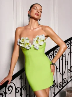Dresses|Mini Dresses*Bandage Rajiv Strapless Flower Mini Dress