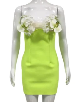 Dresses|Mini Dresses*Bandage Rajiv Strapless Flower Mini Dress