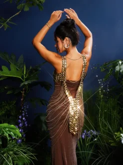 Dresses|Midi Dresses*Mew Mews Fashion O/S Ramesh Metal Fringe Body Chain Dress