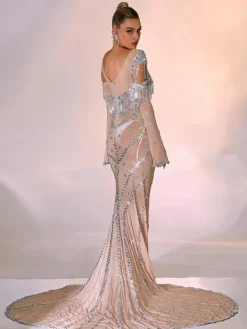 Embellishment|Dresses*Embellishment Reagan Long Sleeve Sequin Mesh Maxi Dress