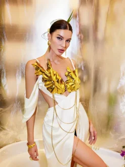 Armor Tops|Dresses*Mew Mews Fashion Renee Cutout Split Satin Maxi Dress