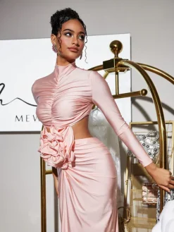 Dresses|Maxi Dresses*Mew Mews Fashion Renwick Long Sleeve Flower Cutout Maxi Dress In Pink