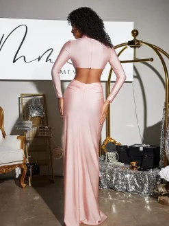 Dresses|Maxi Dresses*Mew Mews Fashion Renwick Long Sleeve Flower Cutout Maxi Dress In Pink