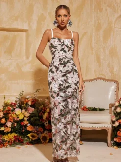 Dresses|Maxi Dresses*Mew Mews Fashion Richards Spaghetti Flower Sequin Maxi Dress