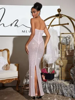 Embellishment|Dresses*Embellishment Roanya Strapless Rhinestone Corset Maxi Dress