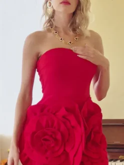 Dresses|Mini Dresses*Mew Mews Fashion Rosana Strapless Flower Mini Dress