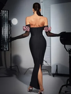 Dresses|Maxi Dresses*Bandage Rosanna Strapless Flower Corset Dress With Gloves