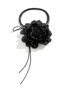 Necklaces*Mew Mews Fashion Rosie Black Flower Mesh Choker