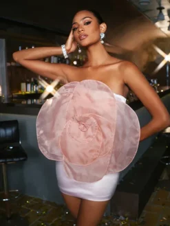 Dresses|Mini Dresses*Mew Mews Fashion Rossetti Strapless Flower Mini Dress