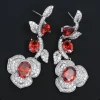 Earrings*Mew Mews Fashion Rote Crystal Flower Drop Earrings