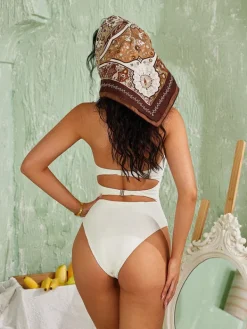 One Piece|Swimwear*Mew Mews Fashion Rox Strapless Flower One Piece Swimsuit
