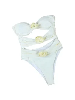 One Piece|Swimwear*Mew Mews Fashion Rox Strapless Flower One Piece Swimsuit