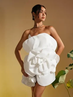 Dresses*Mew Mews Fashion Ruairi Strapless Flower Mini Dress