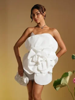 Dresses*Mew Mews Fashion Ruairi Strapless Flower Mini Dress