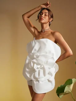Dresses*Mew Mews Fashion Ruairi Strapless Flower Mini Dress