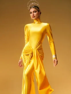 Dresses|Maxi Dresses*Mew Mews Fashion Rumaysa Long Sleeve Twisted Maxi Dress In Gold