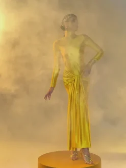Dresses|Maxi Dresses*Mew Mews Fashion Rumaysa Long Sleeve Twisted Maxi Dress In Gold