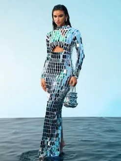 Embellishment|Dresses*Embellishment Rumi Acrylic Embellished Cutout Maxi Dress