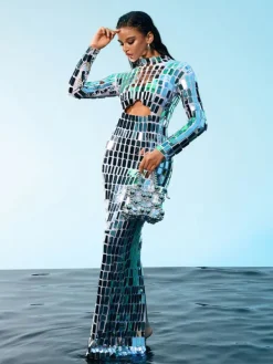 Embellishment|Dresses*Embellishment Rumi Acrylic Embellished Cutout Maxi Dress