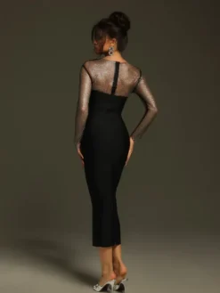 Dresses|Midi Dresses*Bandage Ruzevich Long Sleeve Crystal Midi Dress