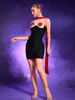 Dresses*Bandage Ryland Mesh Embellished Dress