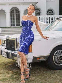 Dresses|Midi Dresses*Bandage Ryxalia Strapless Pearl Midi Dress
