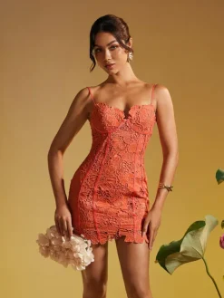 Dresses|Mini Dresses*Mew Mews Fashion Sacha Spaghetti Floral Embroidered Mini Dress