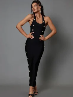 Dresses*Bandage Sadie Button Embellished Dress