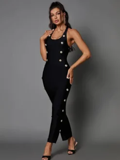 Dresses*Bandage Sadie Button Embellished Dress