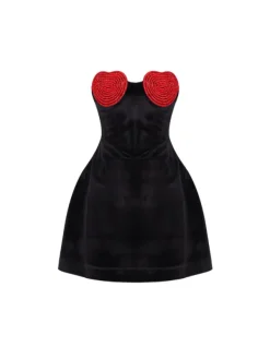 Dresses|Mini Dresses*Mew Mews Fashion Samdi Heart Crystal Velvet Dress