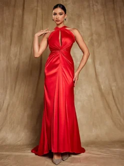 Dresses|Maxi Dresses*Mew Mews Fashion Samson Halterneck Satin Maxi Dress