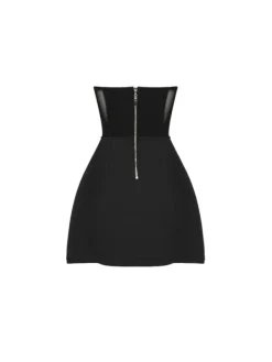 Dresses*Mew Mews Fashion Sattie Crystal Heart Patchwork Mini Dress In Black