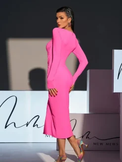 Dresses|Midi Dresses*Mew Mews Fashion Seamus Long Sleeve Cutout Twisted Dress