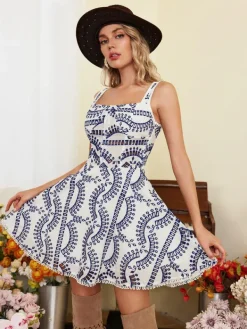Dresses*Mew Mews Fashion Shai Embroidered Hollow Mini Dress