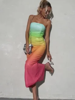 Dresses|Maxi Dresses*Mew Mews Fashion Shanti Strapless Sequin Ombre Maxi Dress