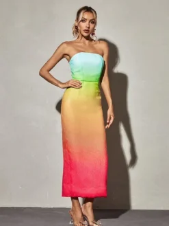 Dresses|Maxi Dresses*Mew Mews Fashion Shanti Strapless Sequin Ombre Maxi Dress