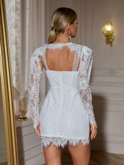 Dresses|Mini Dresses*Mew Mews Fashion Skoupá Lace Pearl Bow Mini Dress