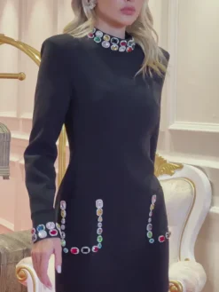 Dresses|Mini Dresses*Mew Mews Fashion Slade Long Sleeve Rhinestone Embellished Dress