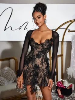Dresses|Mini Dresses*Mew Mews Fashion Snorri Spaghetti Lace Mini Dress With Shrug