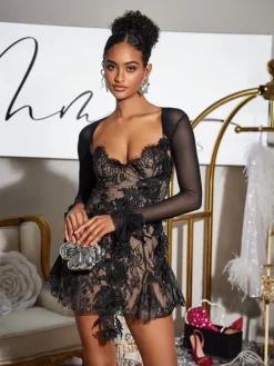 Dresses|Mini Dresses*Mew Mews Fashion Snorri Spaghetti Lace Mini Dress With Shrug