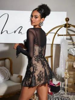 Dresses|Mini Dresses*Mew Mews Fashion Snorri Spaghetti Lace Mini Dress With Shrug