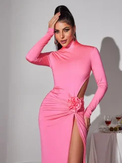 Dresses*Mew Mews Fashion Solvi Long Sleeve Flower Split Maxi Dress