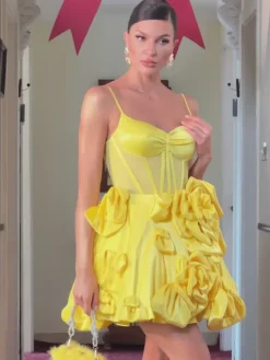 Dresses|Mini Dresses*Mew Mews Fashion Stanski Spaghetti Flower Satin Mini Dress