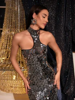 Embellishment|Dresses*Embellishment Starla Acrylic Embellished Mini Dress In Black