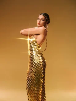 Midi Dresses|Dresses*Mew Mews Fashion O/S Stephanie Spaghetti Acrylic Chainmail Midi Dress