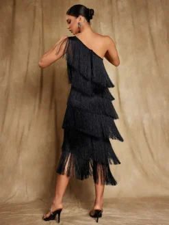 Dresses|Midi Dresses*Mew Mews Fashion Stiorra One Shoulder Fringe Midi Dress