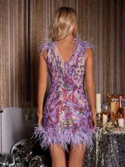 Dresses|Mini Dresses*Mew Mews Fashion Susie Sequin Feather Mini Dress