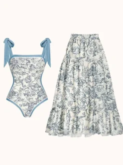 Bikini Sets|Swimwear*Mew Mews Fashion Tabitha Floral Printed Swimwear Two Piece Set